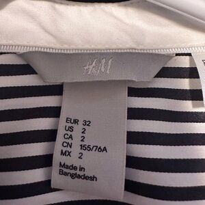 H&M Black & White Striped Short-Sleeve Top